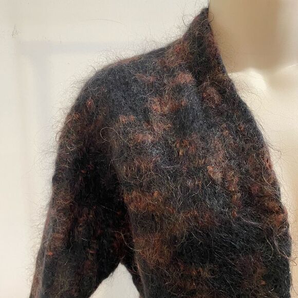 Hand Knit Wool Blend Cropped Open Cardigan Sz S - Picture 3 of 6